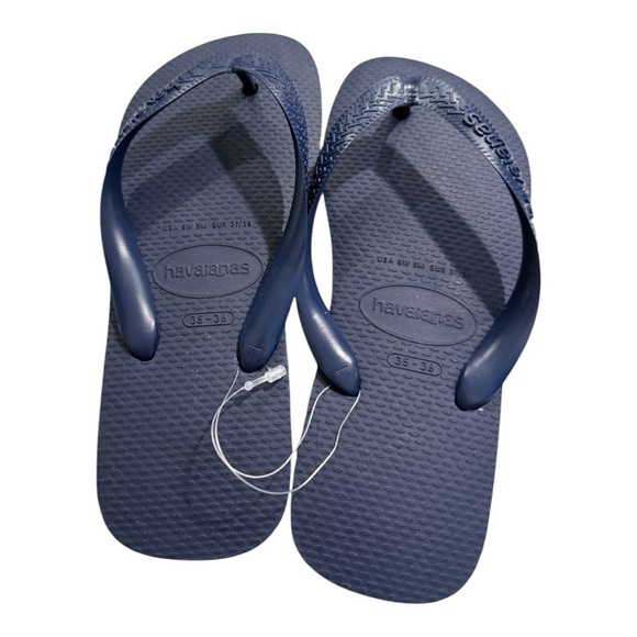 Havaianas Navy Marinho Top flip flops in Solid  Rubber Made in Brazil NEW Size 6 - Picture 10 of 10